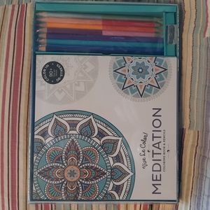 Coloring Book Colored Pencils Pencil Sharpener Meditation Mandala Designs